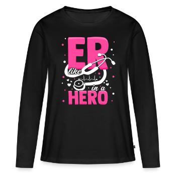 Infirmière de salle d'urgence ER comme dans Hero ER Tech - T-shirt manches longues Premium bio Femme - noir - Devant - Julia (174cm)