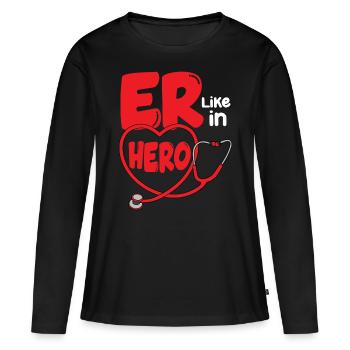 Urgence Room Tech ER comme dans Hero ER Nurse - T-shirt manches longues Premium bio Femme - noir - Devant - Julia (174cm)