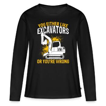 Ouvrier opérateur d'excavatrice creuser - T-shirt manches longues Premium bio Femme - noir - Devant - Julia (174cm)