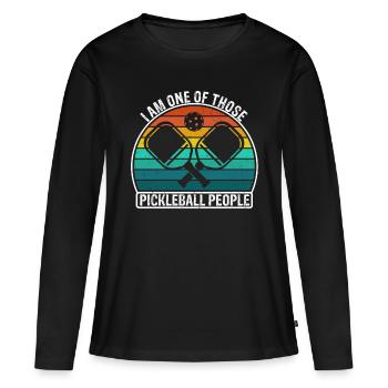 Joueur de pickleball, je fais partie de ces gens qui pagaient - T-shirt manches longues Premium bio Femme - noir - Devant - Julia (174cm)