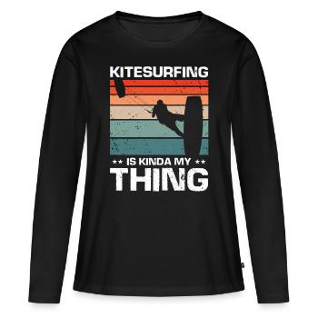 Le kitesurf c'est un peu mon truc Kite Kiteboarder - T-shirt manches longues Premium bio Femme - noir - Devant - Julia (174cm)