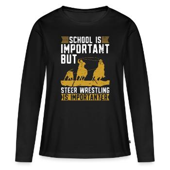 Steer Wrestling School est important Calf Roping - T-shirt manches longues Premium bio Femme - noir - Devant - Julia (174cm)
