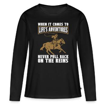 Steer Wrestling quand il s’agit de rodéo Team Roping - T-shirt manches longues Premium bio Femme - noir - Devant - Julia (174cm)