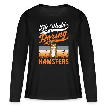 Hamster propriétaire Hamster doré hamster - T-shirt manches longues Premium bio Femme - noir - Devant - Julia (174cm)