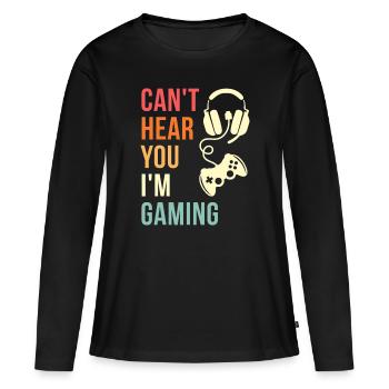 Vintage I Can't Hear You I'm Gaming Busy Funny Vid - Frauen Premium Bio Langarmshirt - Schwarz - Vorne - Julia (174cm)