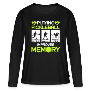 Playing Pickleball Improves Memory Dink Player - Women's Premium Organic Long Sleeve Shirt - black - Front - Julia (174cm)