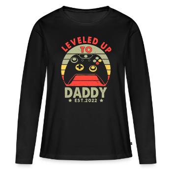 Nivelé à papa millésime 2022 promu à papa - T-shirt manches longues Premium bio Femme - noir - Devant - Julia (174cm)