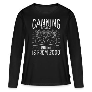Saison de mise en conserve Conservation des aliments Homestead Canner - T-shirt manches longues Premium bio Femme - noir - Devant - Julia (174cm)