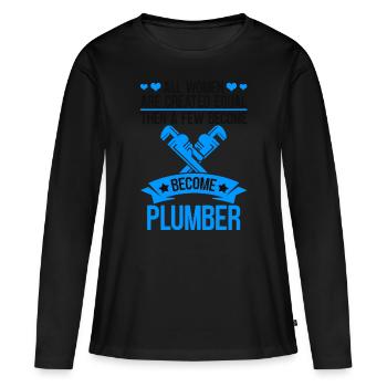 Pipe installation Pipe installer pipes - Women's Premium Organic Long Sleeve Shirt - black - Front - Julia (174cm)