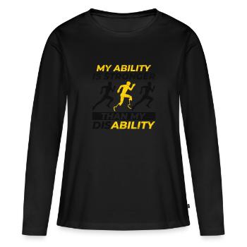 La capacité est plus paralympique - T-shirt manches longues Premium bio Femme - noir - Devant - Julia (174cm)