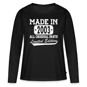 20e anniversaire Né en 2003 Fabriqué en 2003 - T-shirt manches longues Premium bio Femme - noir - Devant - Julia (174cm)
