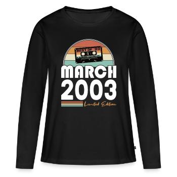 20. Geburtstag Jahrgang 2003 Best of März 2003 - Frauen Premium Bio Langarmshirt - Schwarz - Vorne - Julia (174cm)