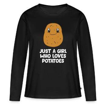 Nur ein Mädchen, das Kartoffeln liebtNational Tater Dayna - Frauen Premium Bio Langarmshirt - Schwarz - Vorne - Julia (174cm)