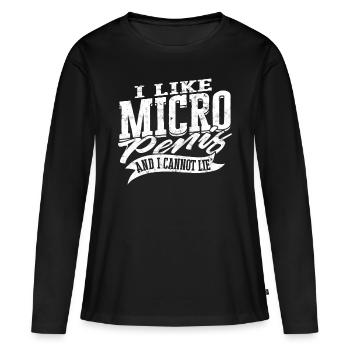 Micropénis Petit Pénis Sexe Cock Club Micro - T-shirt manches longues Premium bio Femme - noir - Devant - Julia (174cm)