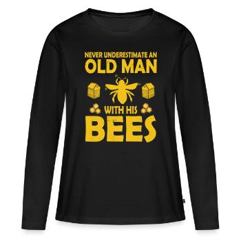 Bienenzucht und Honig - Frauen Premium Bio Langarmshirt - Schwarz - Vorne - Julia (174cm)