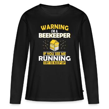 Bienenzucht und Honig - Frauen Premium Bio Langarmshirt - Schwarz - Vorne - Julia (174cm)