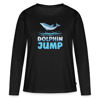 Dolphin Jump Meeresbiologe Wassertier - Frauen Premium Bio Langarmshirt - Schwarz - Vorne - Julia (174cm)