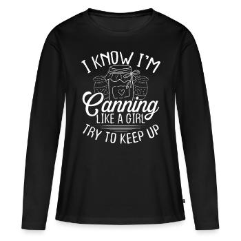 Canning like a Girl Homesteading Food Canner - Frauen Premium Bio Langarmshirt - Schwarz - Vorne - Julia (174cm)