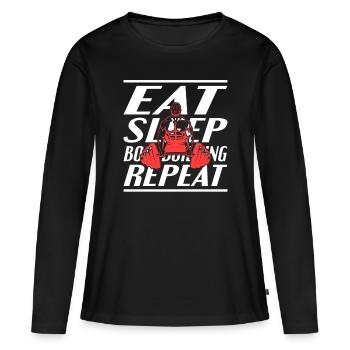 Alimentation Sommeil Musculation - T-shirt manches longues Premium bio Femme - noir - Devant - Julia (174cm)