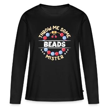 Perles Lancez-moi des perles Monsieur Bijoux Perle - T-shirt manches longues Premium bio Femme - noir - Devant - Julia (174cm)