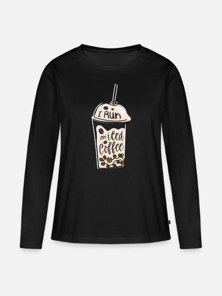 Ich Laufe Auf Eiskaffee-liebhaber-koffein-trinker - Frauen Premium Bio Langarmshirt - Schwarz