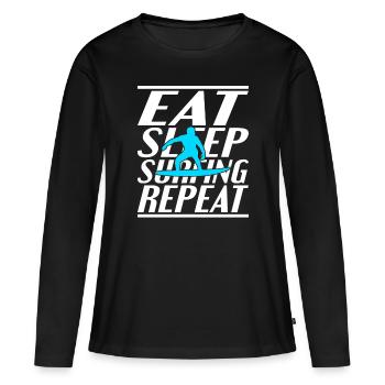 Alimentation Sommeil Surf - T-shirt manches longues Premium bio Femme - noir - Devant - Julia (174cm)