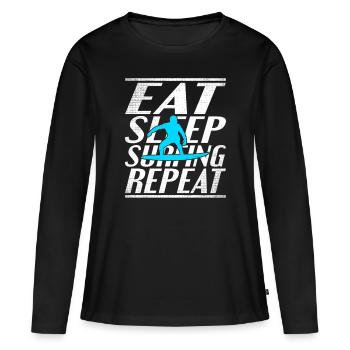 Alimentation Sommeil Surf - T-shirt manches longues Premium bio Femme - noir - Devant - Julia (174cm)
