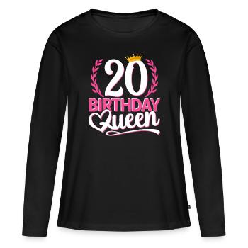 20. Geburtstag Frau 20 Jahre alt 20ter 20er Queen - Frauen Premium Bio Langarmshirt - Schwarz - Vorne - Julia (174cm)