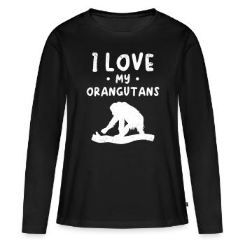 J’aime mes orangs-outans - Orang-outan singe orang-outan - T-shirt manches longues Premium bio Femme - noir - Devant - Julia (174cm)