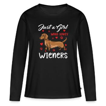 Dachshund Geschenk Dixie Wiener Doxie Dackel - Frauen Premium Bio Langarmshirt - Schwarz - Vorne - Julia (174cm)