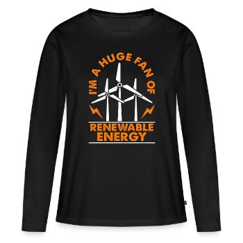 Technologie des éoliennes Je suis un grand fan de l’énergie renouvelable - T-shirt manches longues Premium bio Femme - noir - Devant - Julia (174cm)