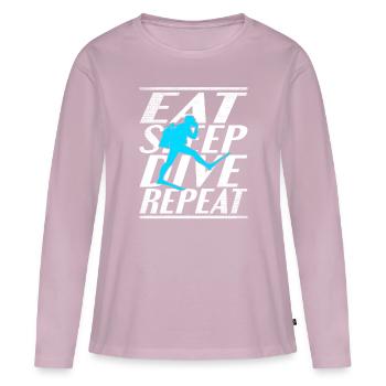 Alimentation Sommeil Plongée - T-shirt manches longues Premium bio Femme - rose poudré - Devant - Julia (174cm)
