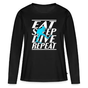 Alimentation Sommeil Plongée - T-shirt manches longues Premium bio Femme - noir - Devant - Julia (174cm)