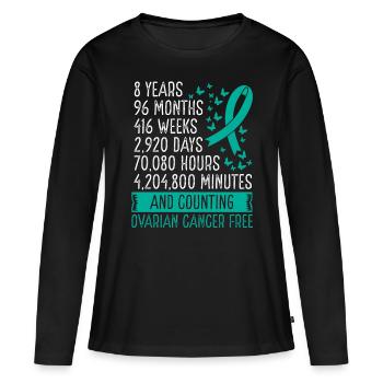 8 Years Ovarian Cancer Free Ribbon Movement - Frauen Premium Bio Langarmshirt - Schwarz - Vorne - Julia (174cm)
