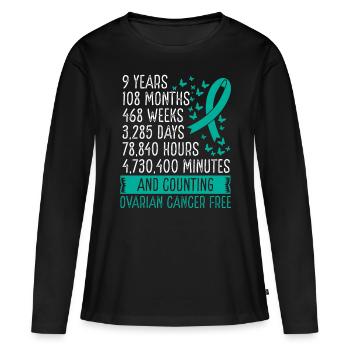 9 Years Ovarian Cancer Free Ribbon Movement - Frauen Premium Bio Langarmshirt - Schwarz - Vorne - Julia (174cm)