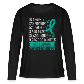 10 Years Ovarian Cancer Free Ribbon Movement - Frauen Premium Bio Langarmshirt - Schwarz - Vorne - Julia (174cm)
