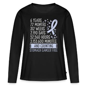 6 ans Cancer de l’estomac Mouvement du ruban sans cancer de l’estomac - T-shirt manches longues Premium bio Femme - noir - Devant - Julia (174cm)