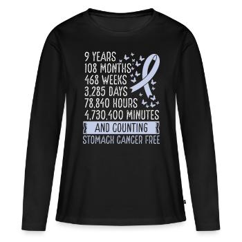 9 Years Stomach Cancer Free Ribbon Movement - Frauen Premium Bio Langarmshirt - Schwarz - Vorne - Julia (174cm)