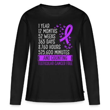 1 an de mouvement de ruban sans cancer du testicule - T-shirt manches longues Premium bio Femme - noir - Devant - Julia (174cm)