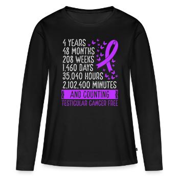 4 ans de mouvement de ruban sans cancer du testicule - T-shirt manches longues Premium bio Femme - noir - Devant - Julia (174cm)