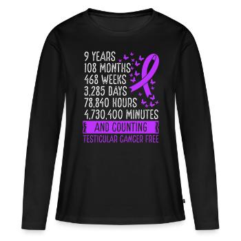 9 ans de mouvement de ruban sans cancer du testicule - T-shirt manches longues Premium bio Femme - noir - Devant - Julia (174cm)