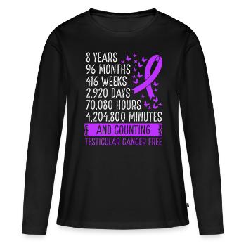 8 ans de mouvement du ruban sans cancer des testicules - T-shirt manches longues Premium bio Femme - noir - Devant - Julia (174cm)