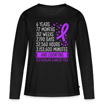 6 ans de mouvement du ruban sans cancer du testicule - T-shirt manches longues Premium bio Femme - noir - Devant - Julia (174cm)