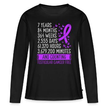 7 ans de mouvement du ruban sans cancer du testicule - T-shirt manches longues Premium bio Femme - noir - Devant - Julia (174cm)