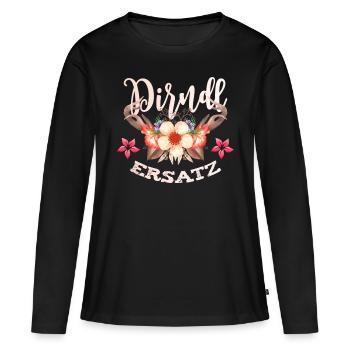 Dirndl T-Shirt Trachtenshirt Damen Trachten-Shirt - Frauen Premium Bio Langarmshirt - Schwarz - Vorne - Julia (174cm)