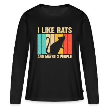Lustige Ratte Design Ratte Liebhaber Männer Frauen Maus Nagetiere - Frauen Premium Bio Langarmshirt - Schwarz - Vorne - Julia (174cm)