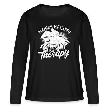 pferderennen pferd reiten pferde reiter geschenk g - Frauen Premium Bio Langarmshirt - Schwarz - Vorne - Julia (174cm)
