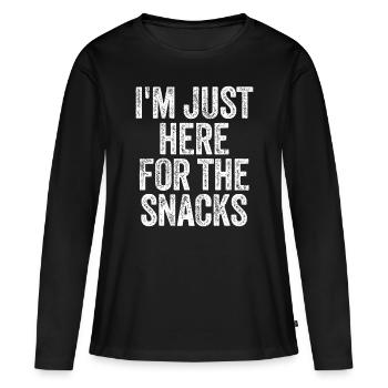 Ich bin nur hier für die Snacks Lustiges Essen Liebhaber Essen - Frauen Premium Bio Langarmshirt - Schwarz - Vorne - Julia (174cm)