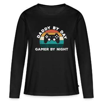 Daddy by Day Gamer By Night - Game Lover New Fathe - Women's Premium Organic Long Sleeve Shirt - black - Front - Julia (174cm)