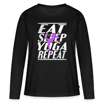 Alimentation Sommeil Yoga - T-shirt manches longues Premium bio Femme - noir - Devant - Julia (174cm)